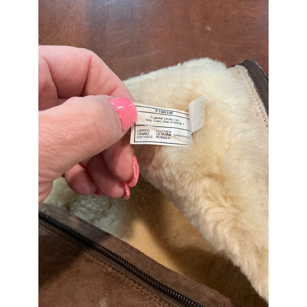 UGG Retro Cargo 1895 Size 8 Brown Suede Sheepskin Lining Side Pocket Buckle Zip - Picture 4 of 14